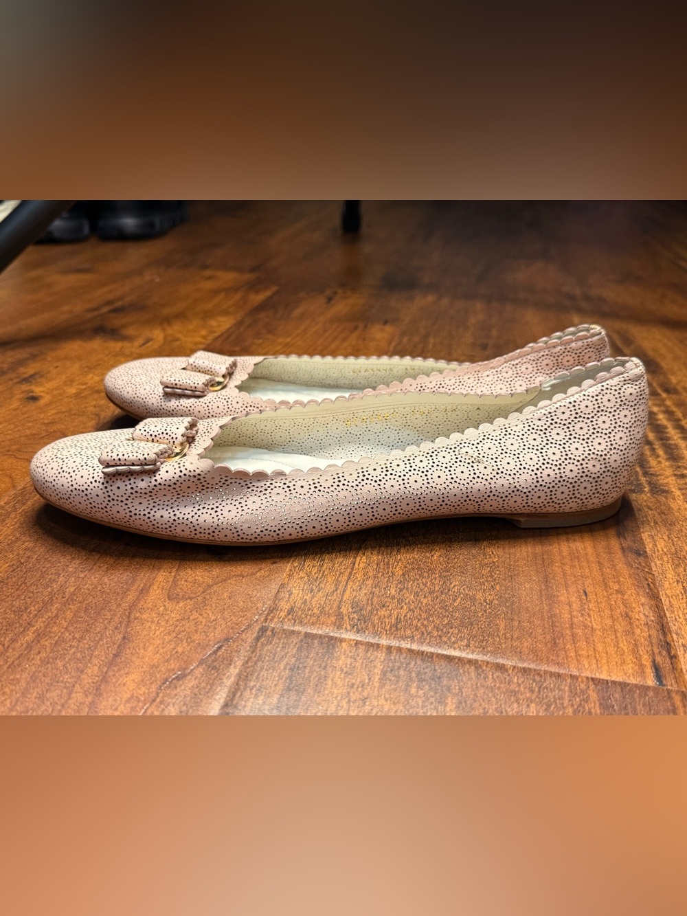 Salvatore Ferragamo Blush Pink Laser-Cut Vara Bow Flats - Picture 7 of 7